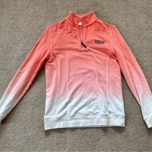 Vineyard Vines Coral Ombré Quarter-Zip Pullover